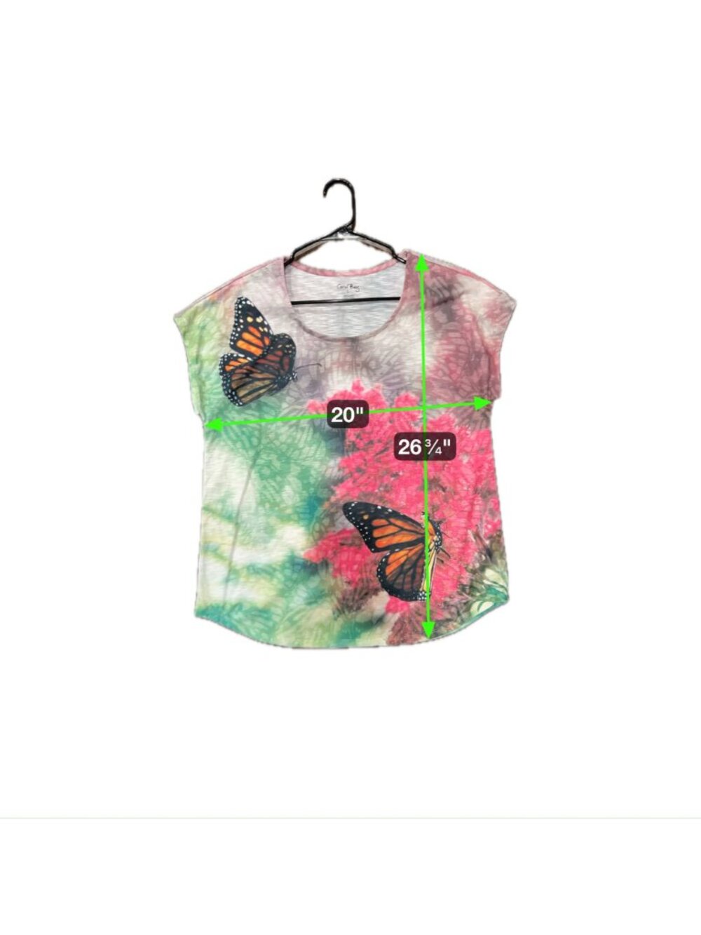 Coral Bay Butterfly Print Short Sleeve Top Size Large Spring Summer Aesthetic - Picture 7 of 10